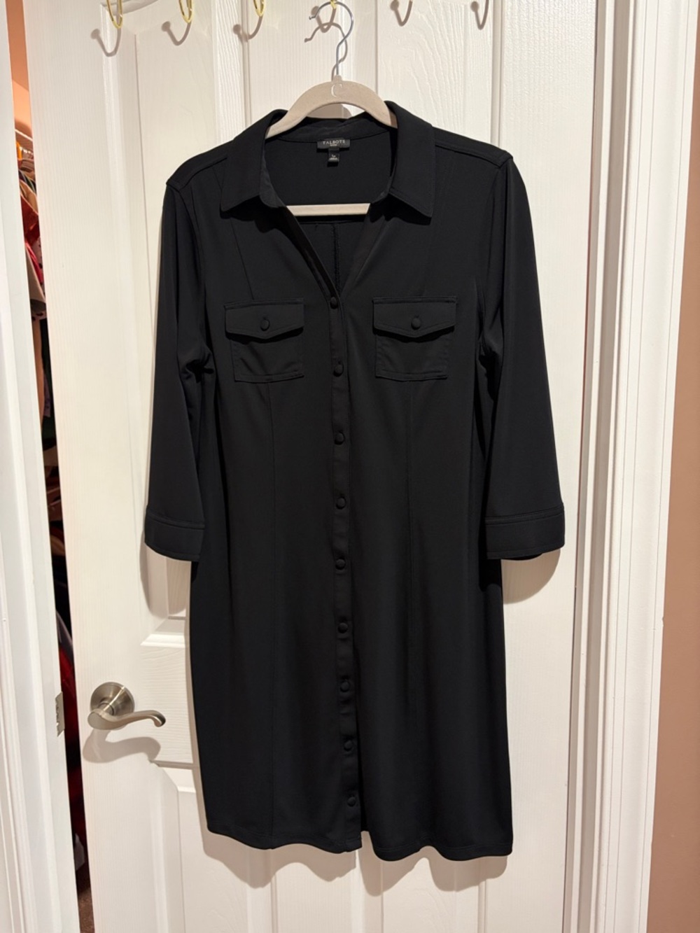 Talbots Black Button-Front Shirt Dress